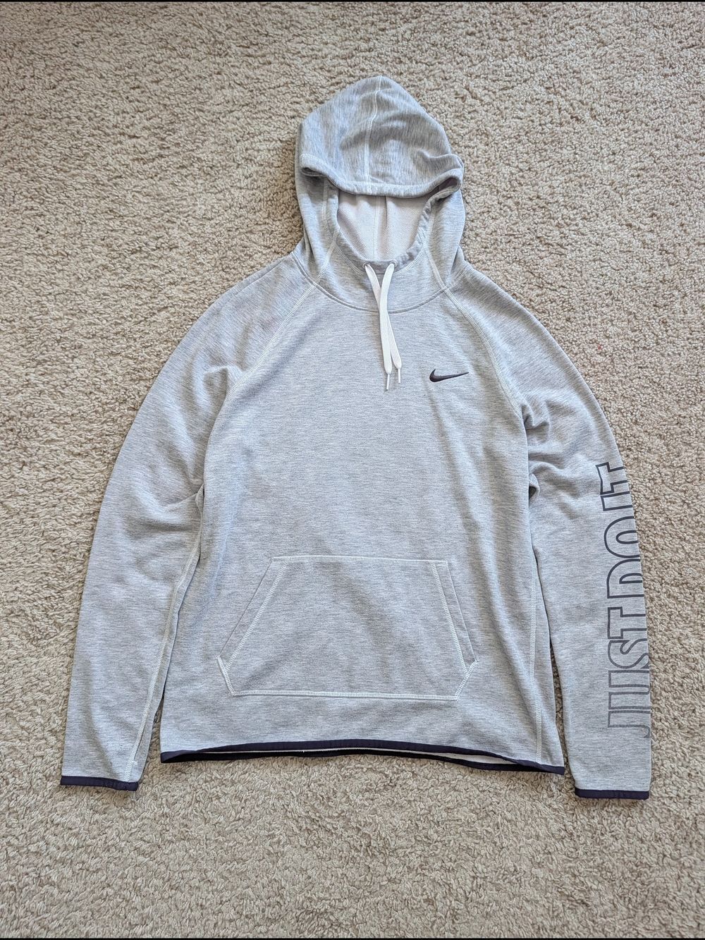 Nike Women Light Purple Just Do It' Sleeve Dri Fit Hoodie Sweatshirt Size Medium